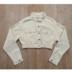 Love Tree Light Yellow Denim Jacket Large Coat Cinch Waist NWT